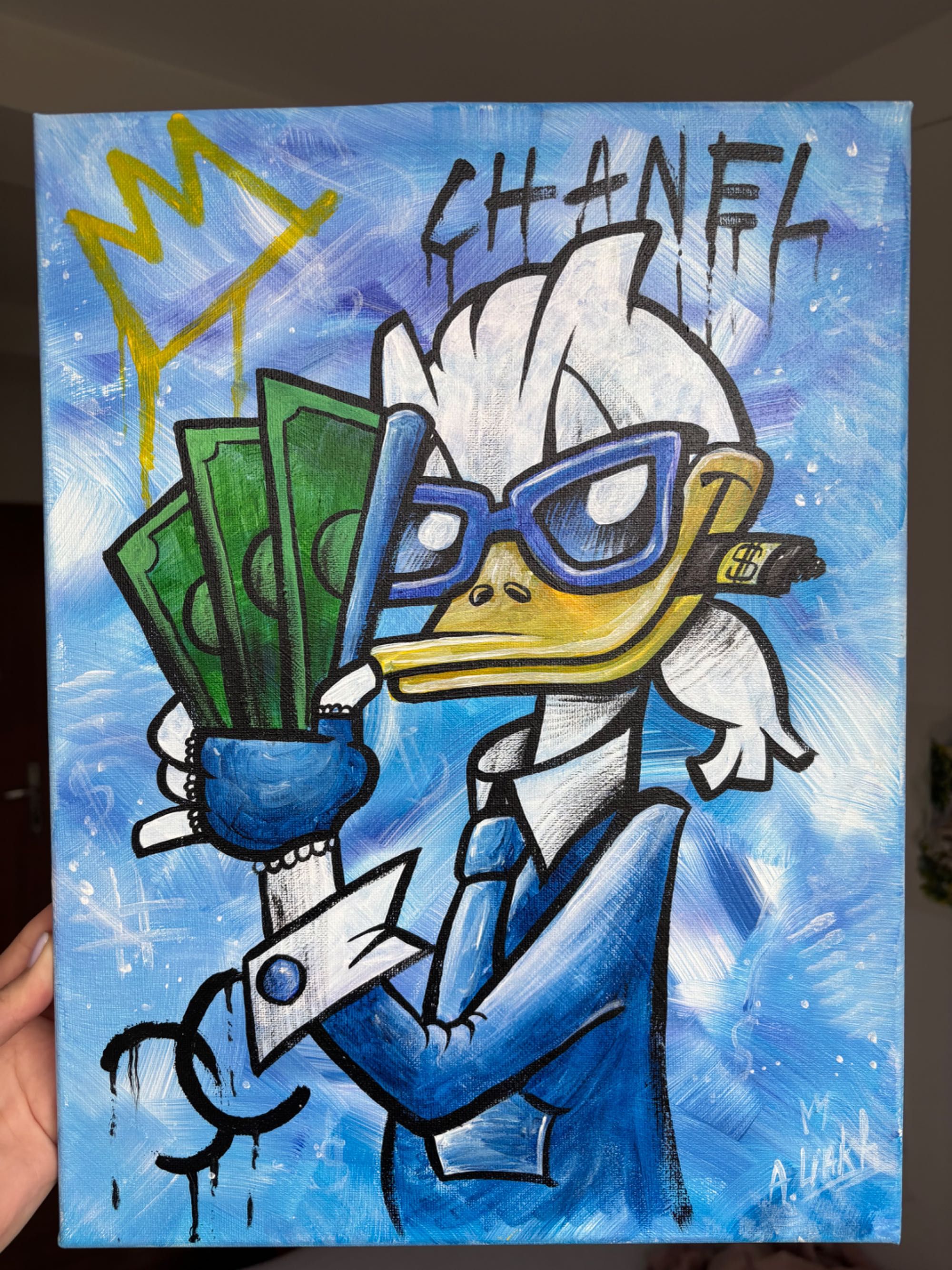 Obraz pop-art – Donald Duck, ręcznie malowany, unikat