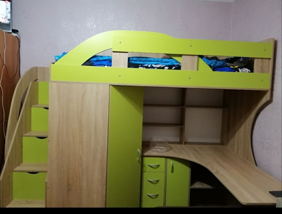 Кровать чердак , меблі в дитячу , ліжко горище + матрац