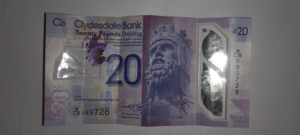 20 фунтів стерлінгів банку Шотландія