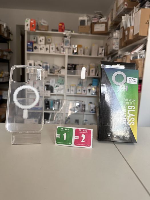 Etui plecki przeźroczyste z MagSafe + SZKŁO do IPHONE 14 PRO MAX