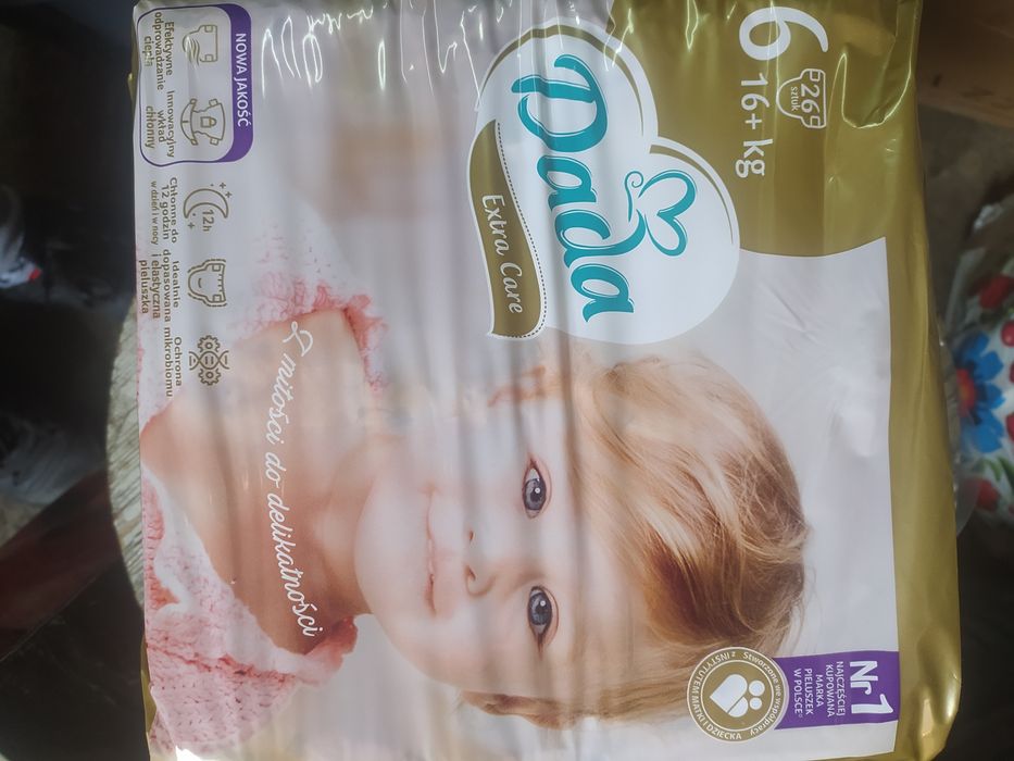 Pieluchy Dada Extra Care rozmiar 6 waga 16+ kg 2 opakowania paczki