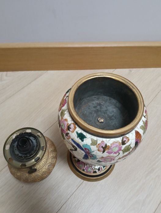 Stara majolika lampa naftowa /OKAZJA/