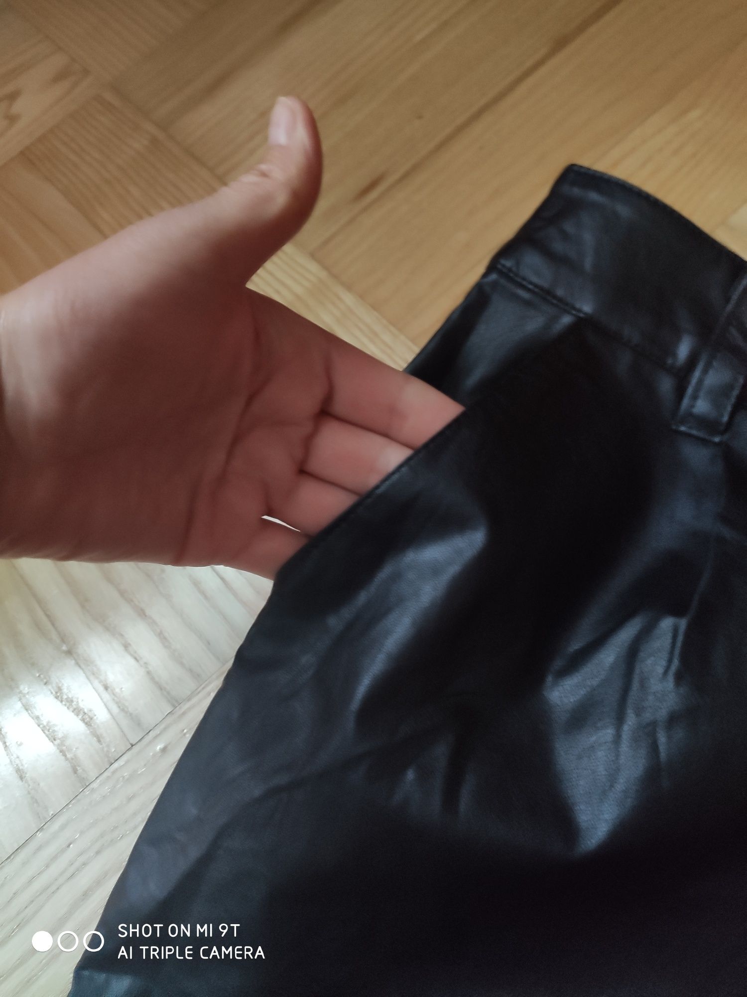 COCOMORE spodnie damskie eko skóra woskowane nowe wysoki stan