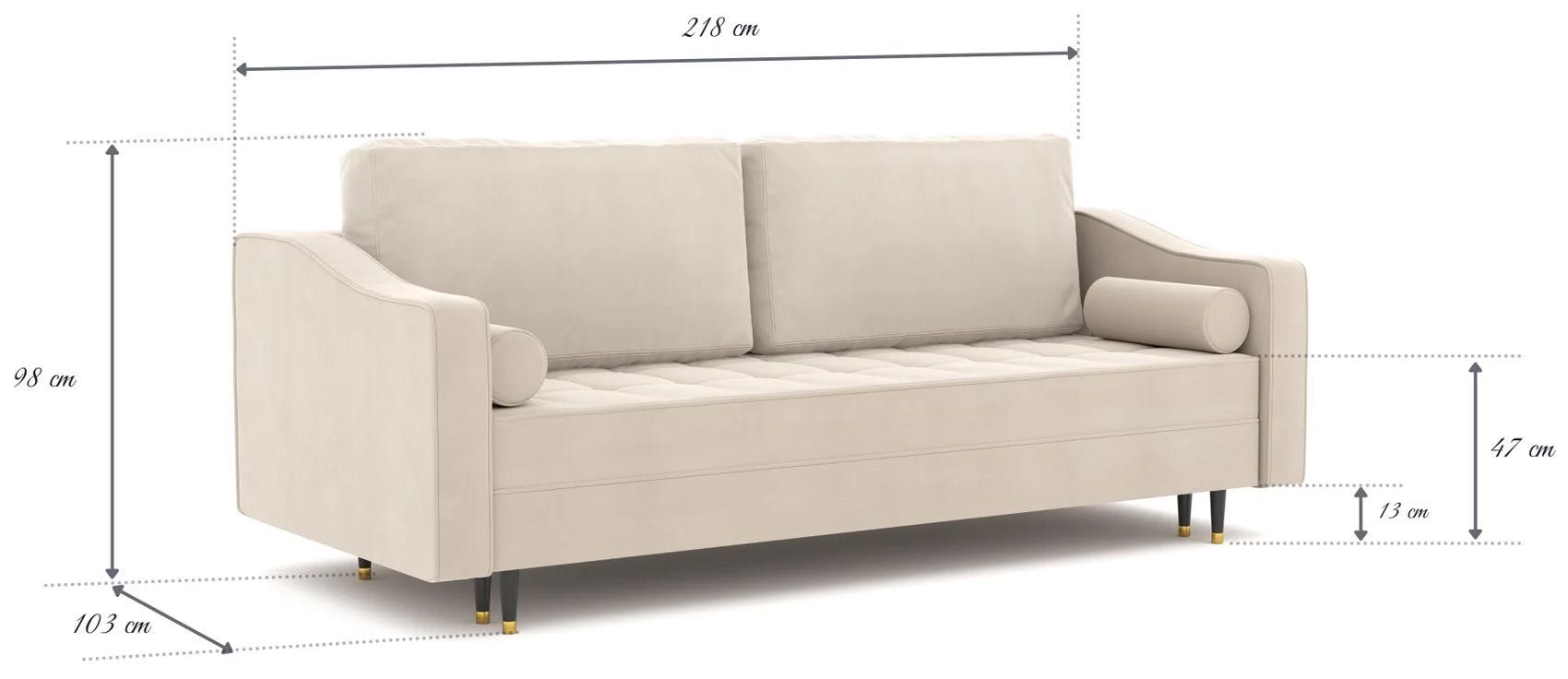 Liv&Lars sofa kanapa rozkładana beżowa 218 cm boho