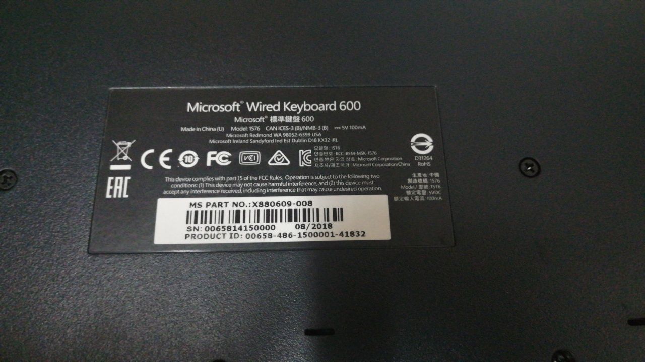 Teclado Microsoft Wired Keyboard 600 USB

Teclado em excelente estado