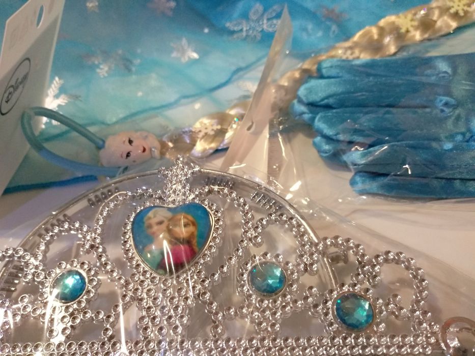 Carnaval | Conj. coroa+Luvas+Trança do Disfarce Frozen Elsa