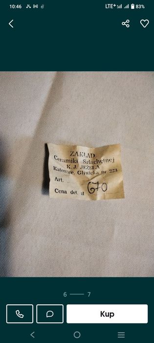 J. Jezela porcelanowa figurka z PRL-u Dama z lustrem