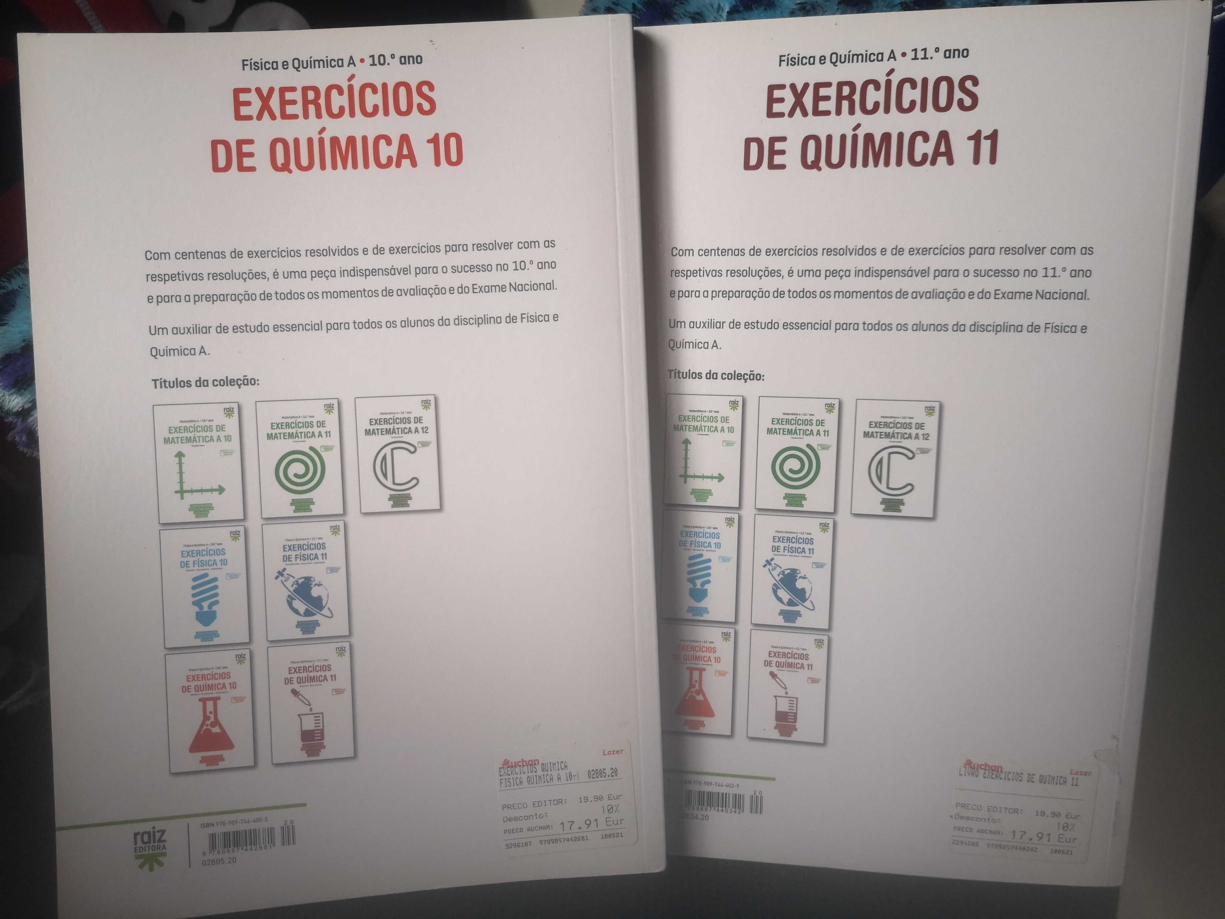 Livros "Exercícios de Química" para 10º e 11º ano