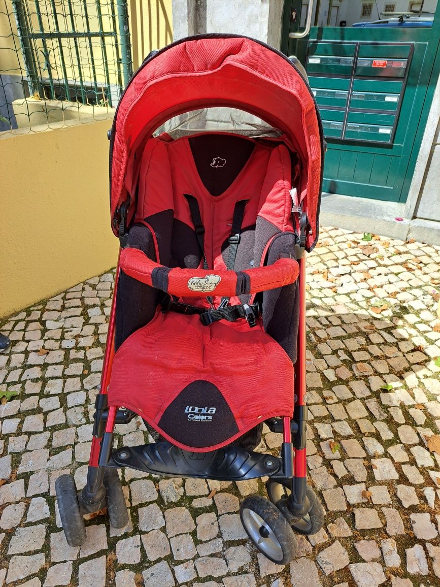 Conjunto bebé confort ovo, base isofix, carrinho e acessório