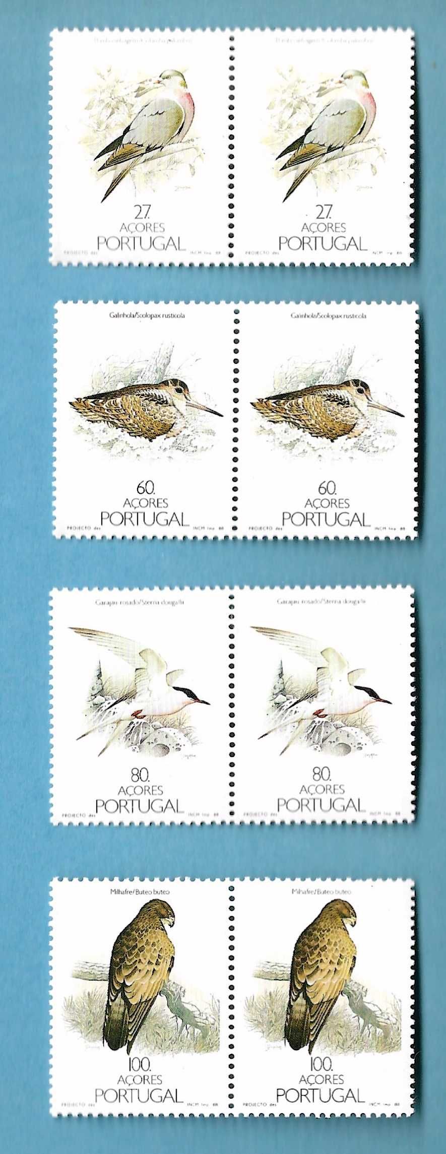 Selos - Aves dos Açores 1988 - Série Completa de Pares
