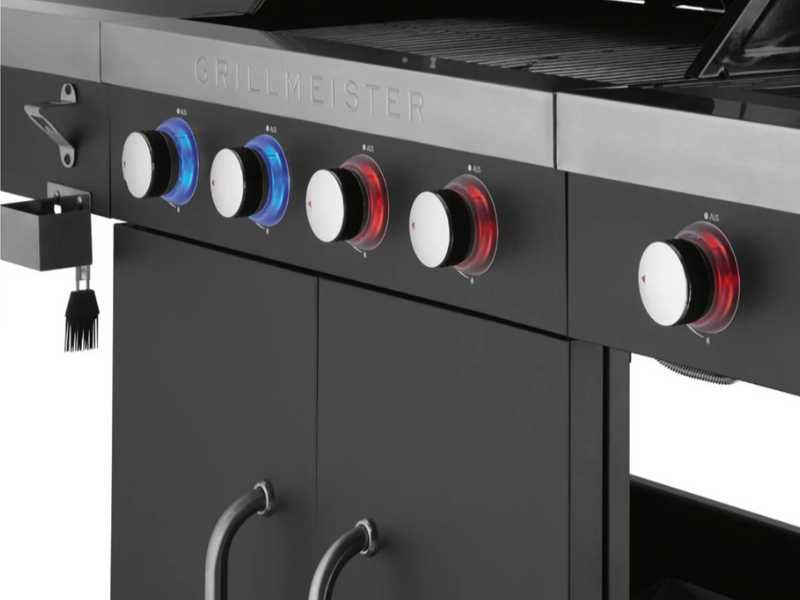GRILLMEISTER Duży grill gazowy 19,7 kW 4+1 5x Pokrętła Led NOWY