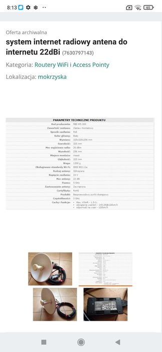 Antena internetowa radiowa 22 dbi