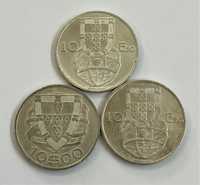 Lote de moedas 10 escudos prata - 1940/1954/1955