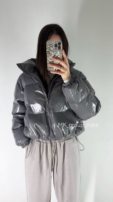 +НОВА МОДЕЛЬ Куртка лак весна жіноча пуфер пуффер подовжена овер