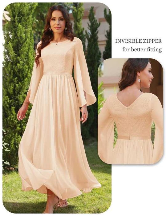 Платье торжественное свадебное, выпускное, бальное шифон кружево р.3XL