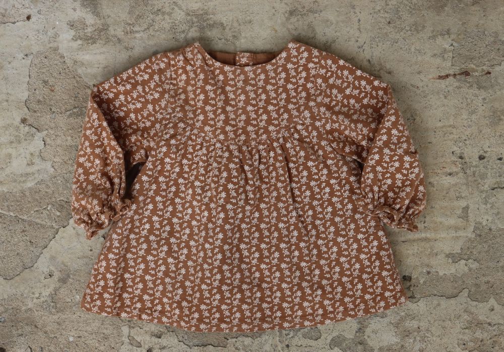 Sztruksowa bluzka Zara 62 cm karmelowa kwiaty jesienna