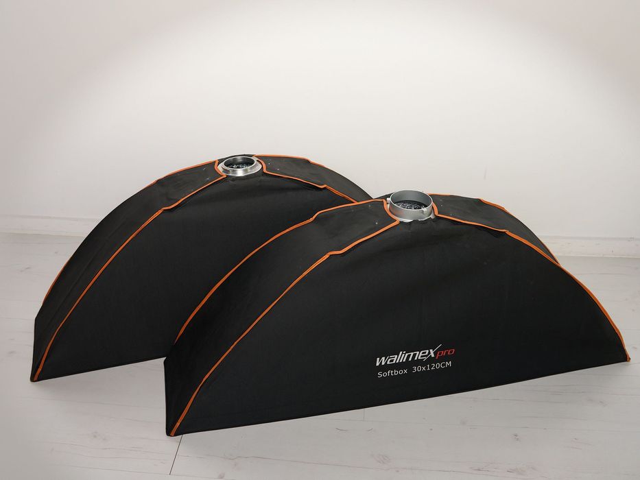 2 Softbox Walimex Pro 30x120 cm Bowens + extras