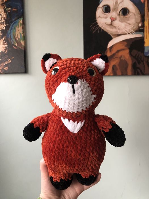 Pluszowy rudy lis na szydełku