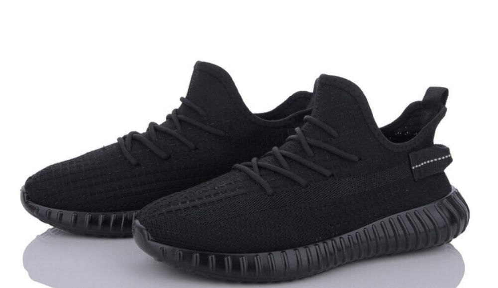 Мужские изики кроссовки (мокасины) сетка черного цвета размер 40-45