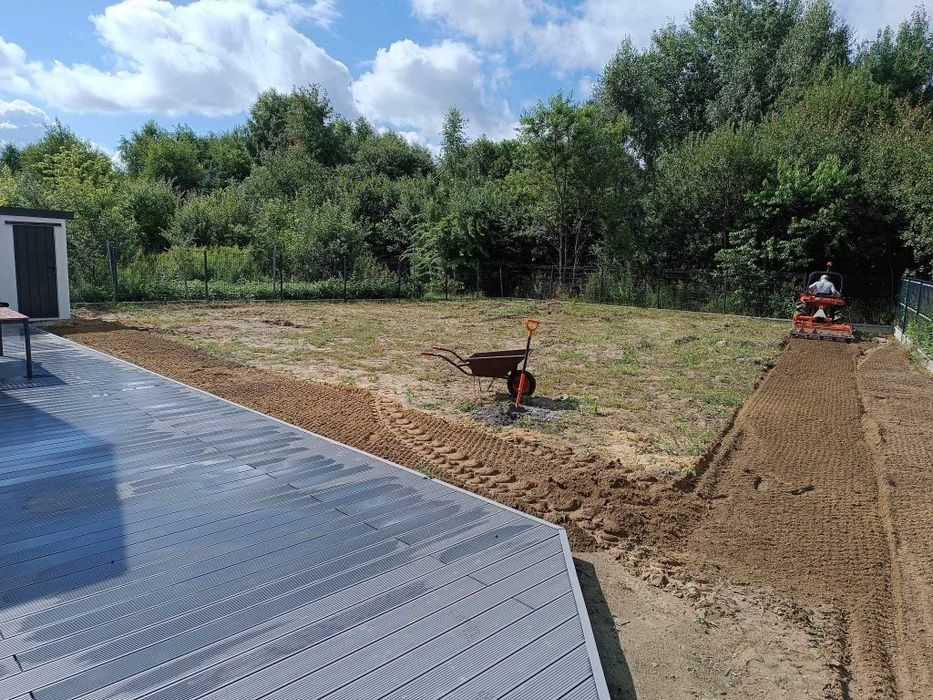 Trawa z rolki,, karczowanie, nawodnienie, glebogryzarka,czyszczenie