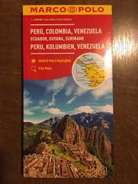 Mapa Peru, Kolumbia, Wenezuela, Ekwador, Gujana, Surinam