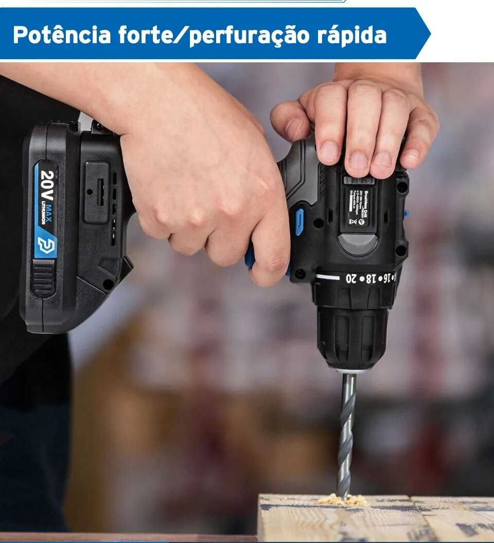 945d Potente Aparafusadora 20V prostormer  101 acessórios 1 bateria