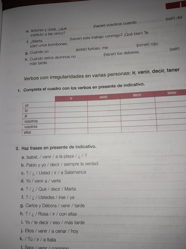 Livro de Exercícios de Espanhol inicial