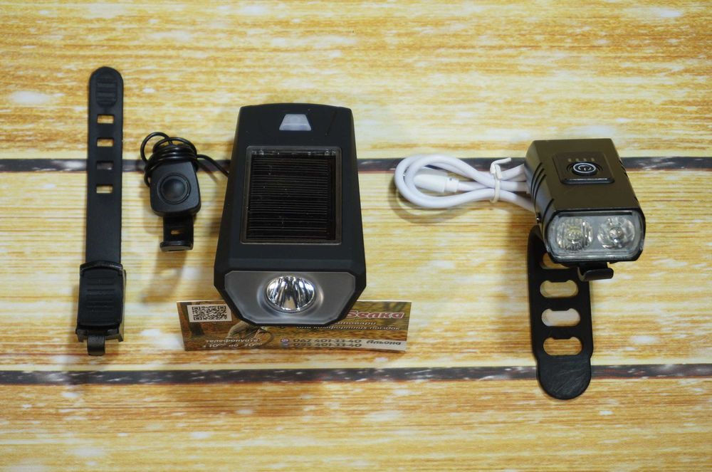 Фара з сонячною батареєю, алюмінієва велофара, фонарь, ліхтар