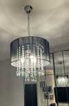 Lampa sufitowa żyrandol kryształowy srebrny czarny do salonu wiszący