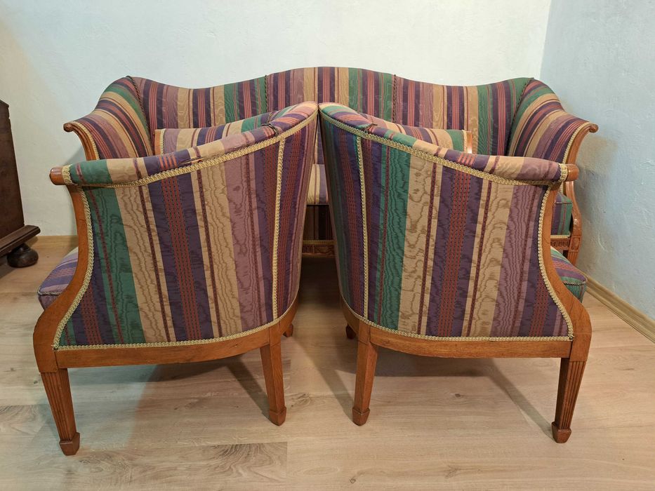 Sofa kanapa fotele wypoczynek Ludwik Filip francuski jedwab XIX