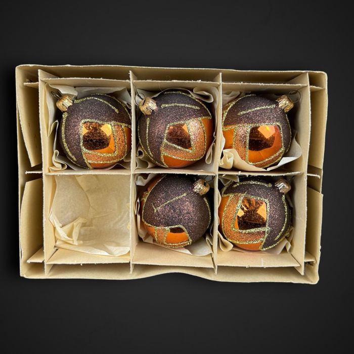 Ozdoby choinkowe bombki brokatowe PRL kolorowe B41/101606