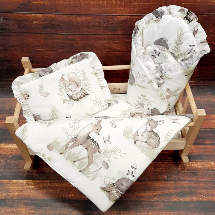 Nowy zestaw dla lalki kołderka podusia i rożek do wózka i kołyski