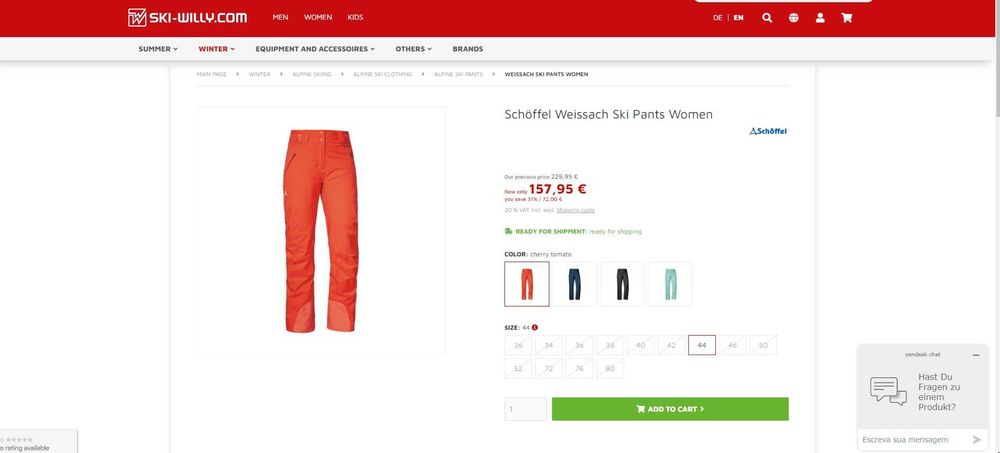 Calça de esqui Schoffel vermelha Tam 40 (117)