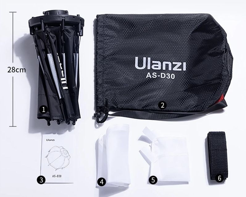 Софтбокс Ulanzi AS-D30 30cm mini Bowens mount LT028 40W октобокс
