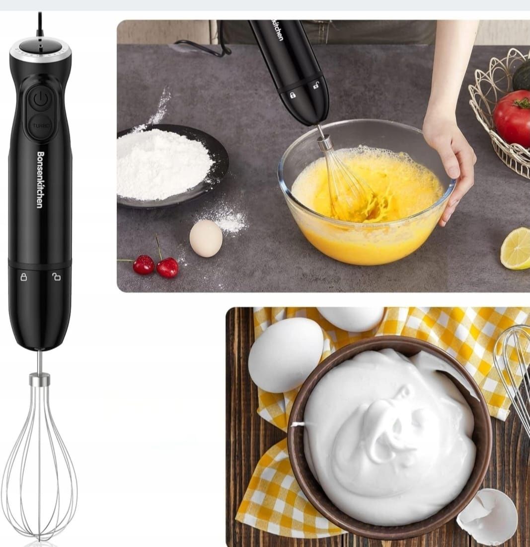 Blender elektryczny ręczny 3w1 1000 W z miarką i trzepaczką HB3202