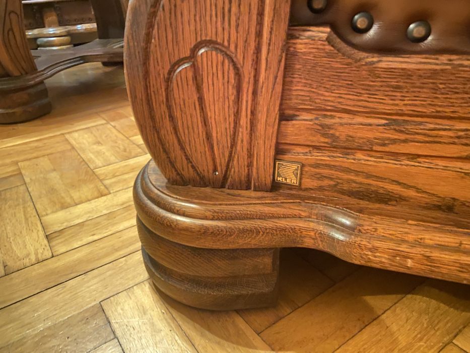 Kler Komplet wypoczynkowy skóra naturalna drewno dębowe zestaw mebli