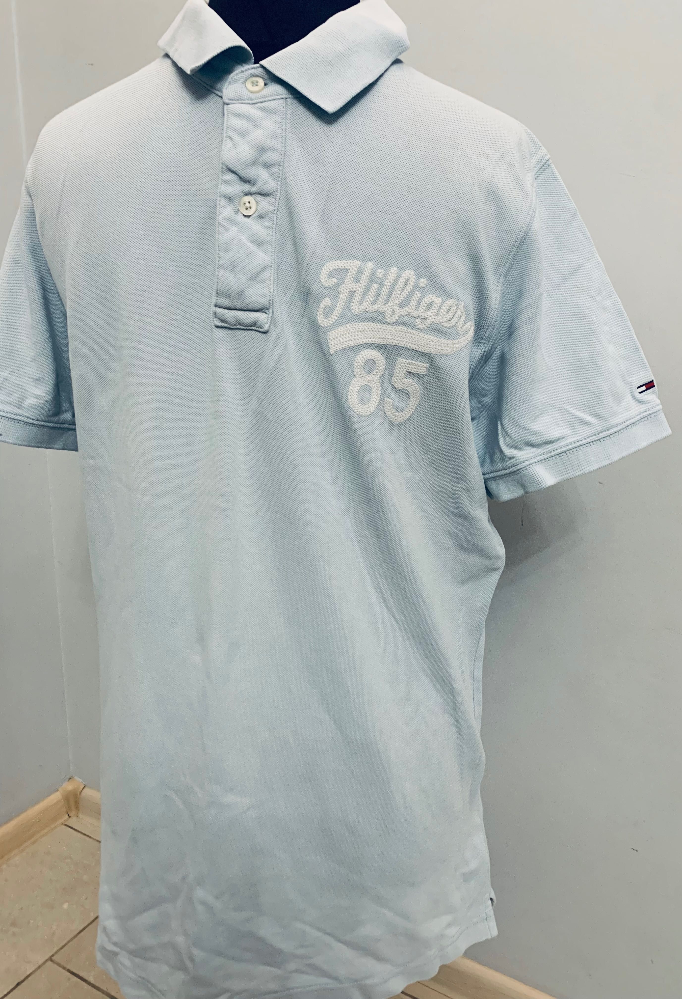 Tommy Hilfiger niebieska męska koszulka polo, bawełna r. XL extra stan