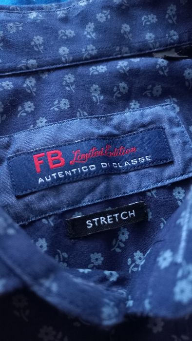 włoska granatowa wzorzysta męska koszula FB slim fit