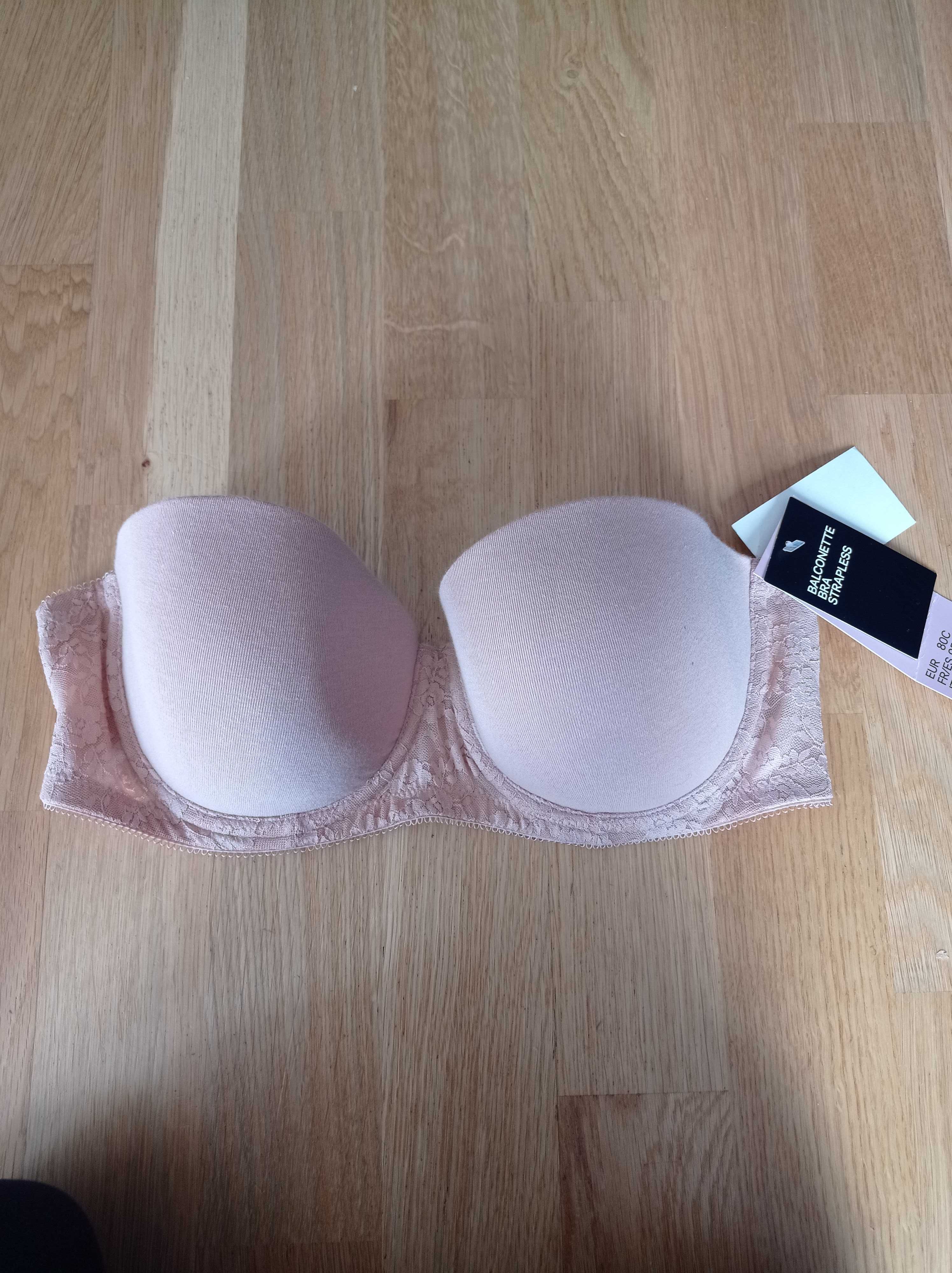 Nowy z metką biustonosz samonośny balconette bra strapless 80C HM