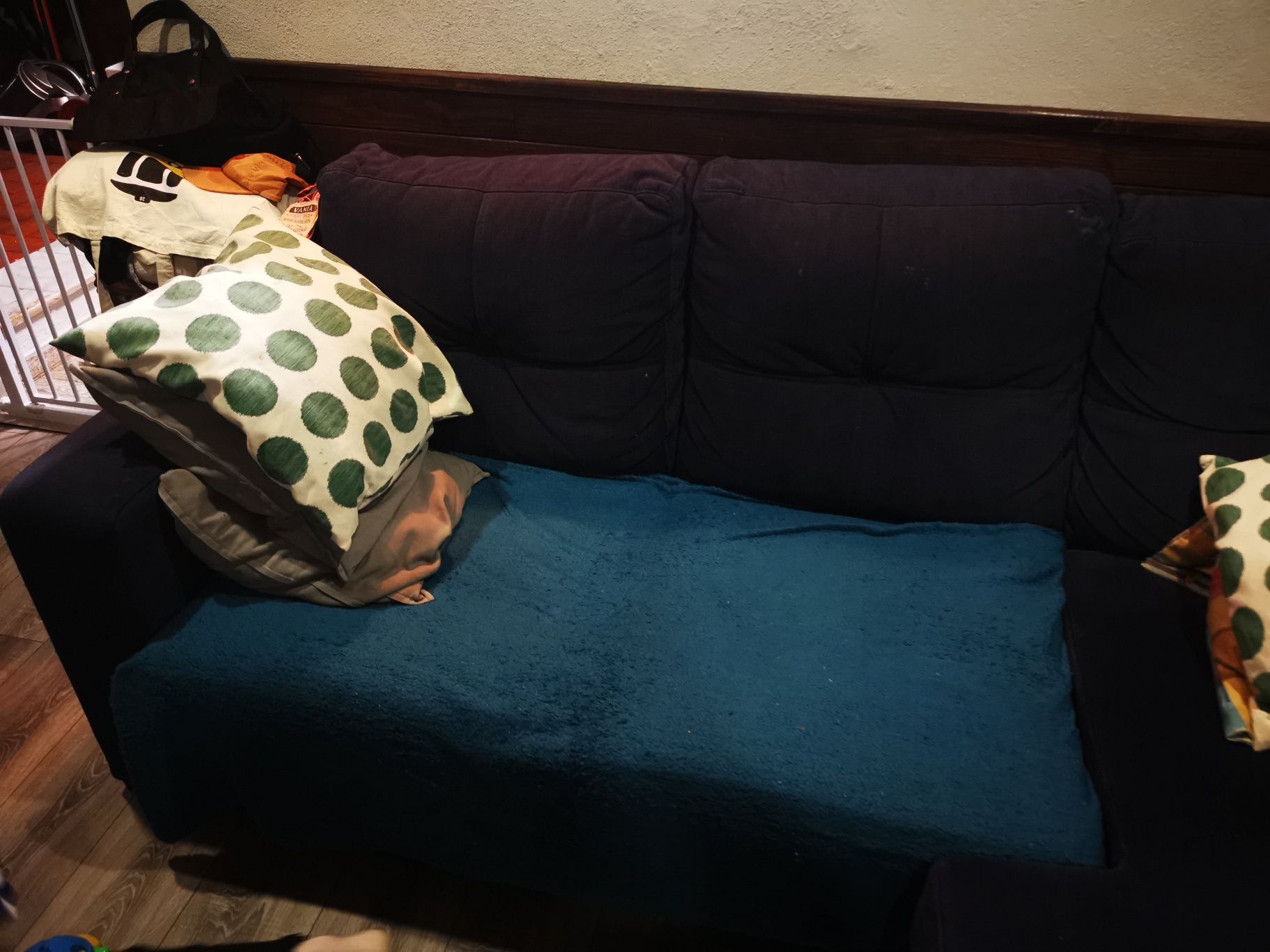 Sofá 3 lugares com chaise longue AZUL ESCURO