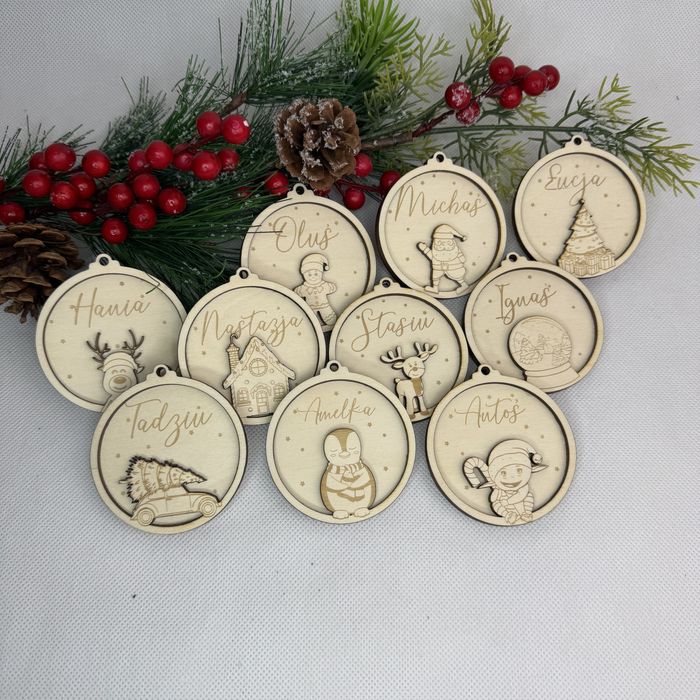 Drewniane zawieszki na choinkę z dowolną personalizacją