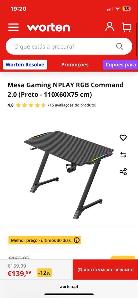 Mesa Gamer Nplay com RGB