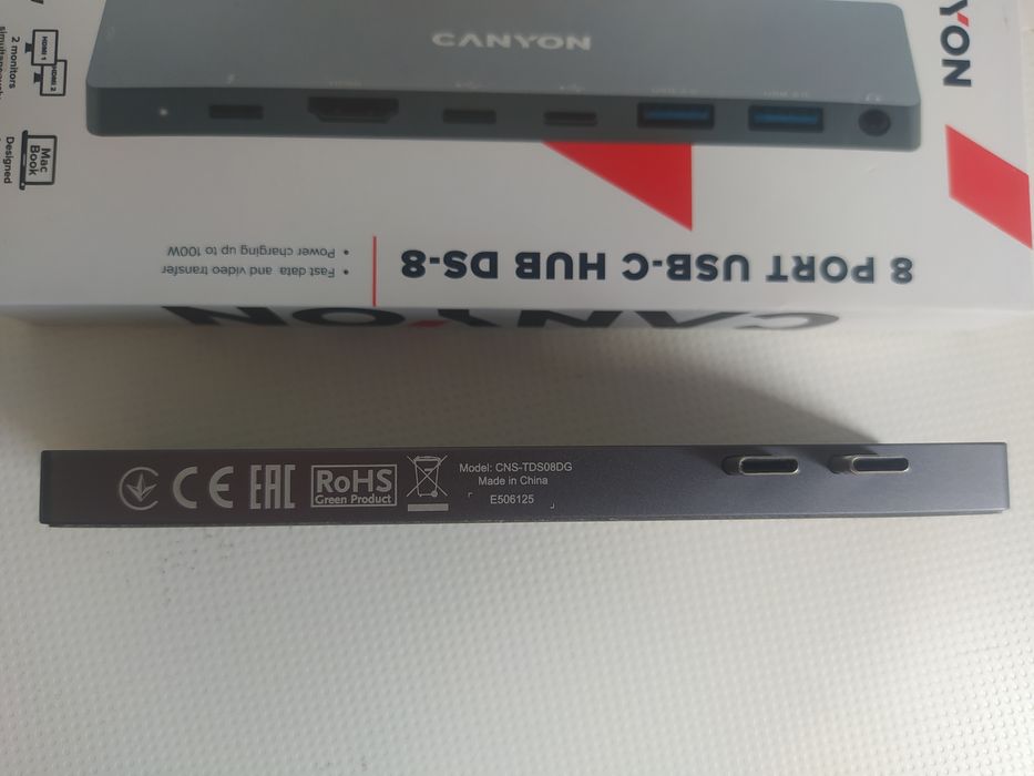 Мультипортова док-станція Canyon 8-в-1 USB Type C (MacBook Pro / Air)
