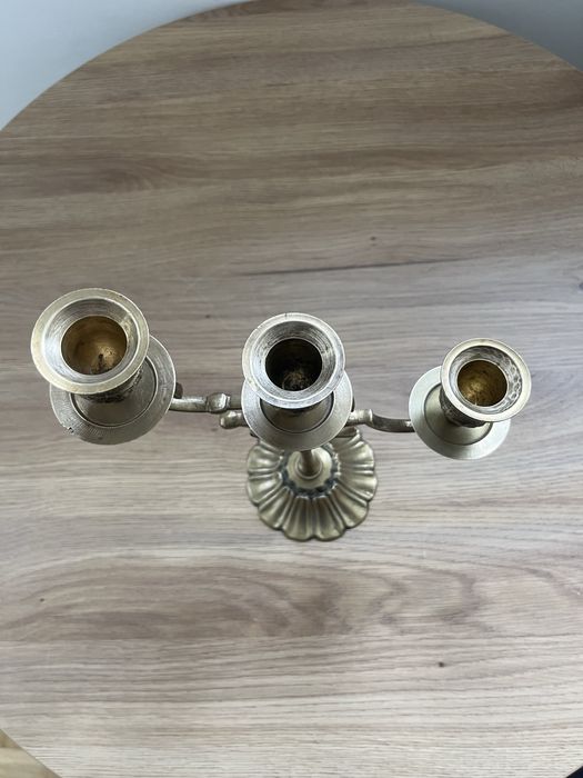 Mosiężny świecznik 3-ramienny