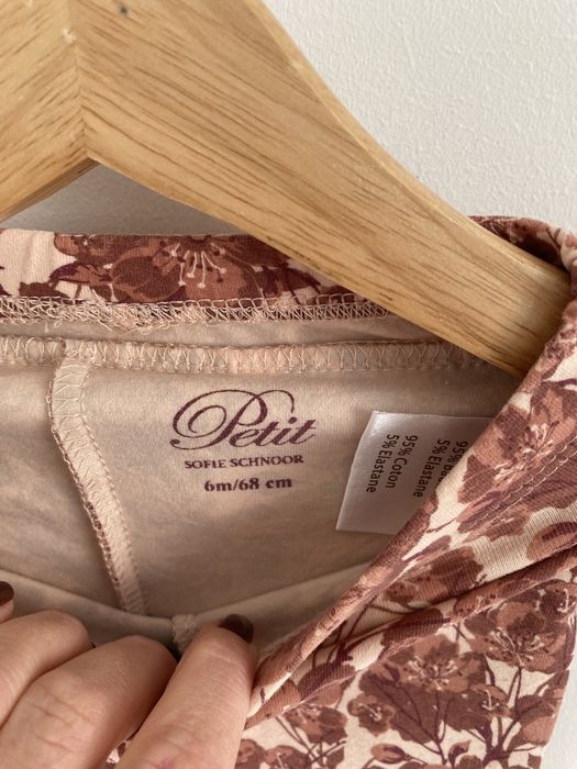 Legginsy sofie schnoor 68 beżowo bordowe kwiaty falbanka