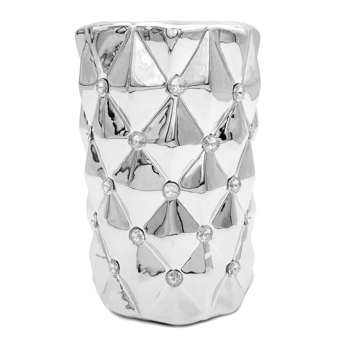 Wazon srebrny ceramiczny na kwiaty nowoczesny glamour