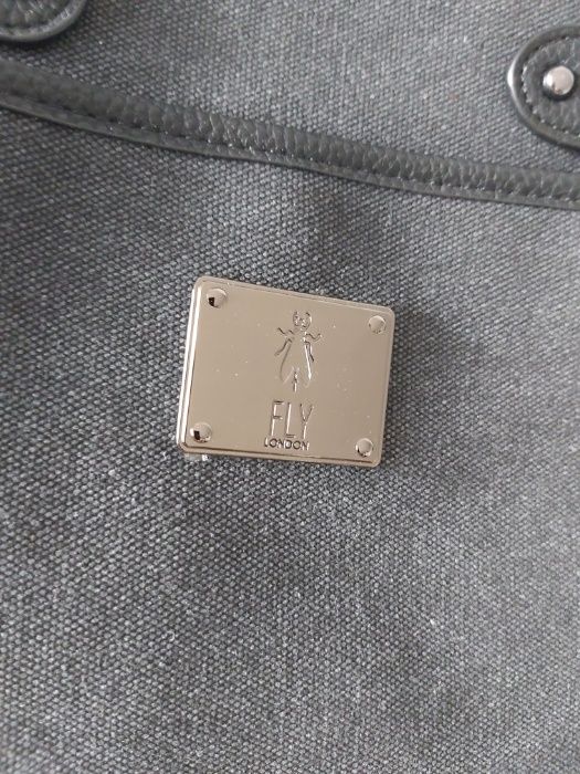 SP Torebka FLY LONDON torba damska shoperka czarna materiałowa mucha