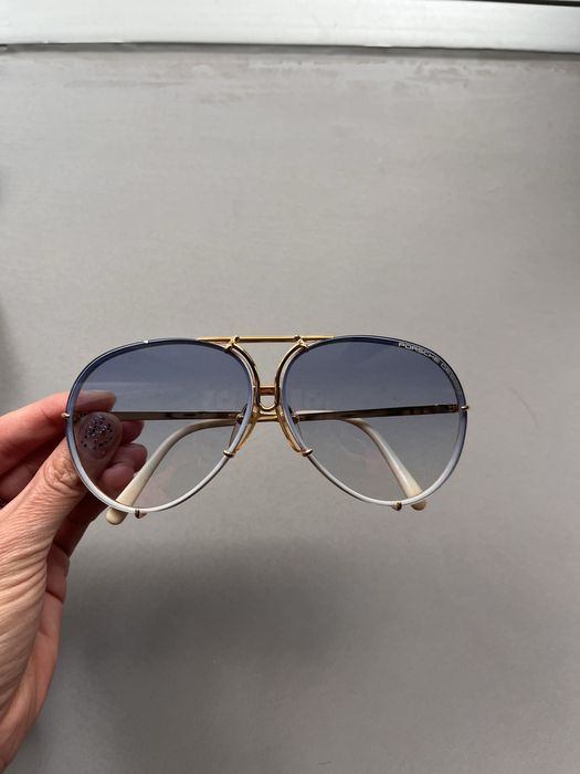 Kultowe okulary Porsche Design niebieskie i czarne szkla