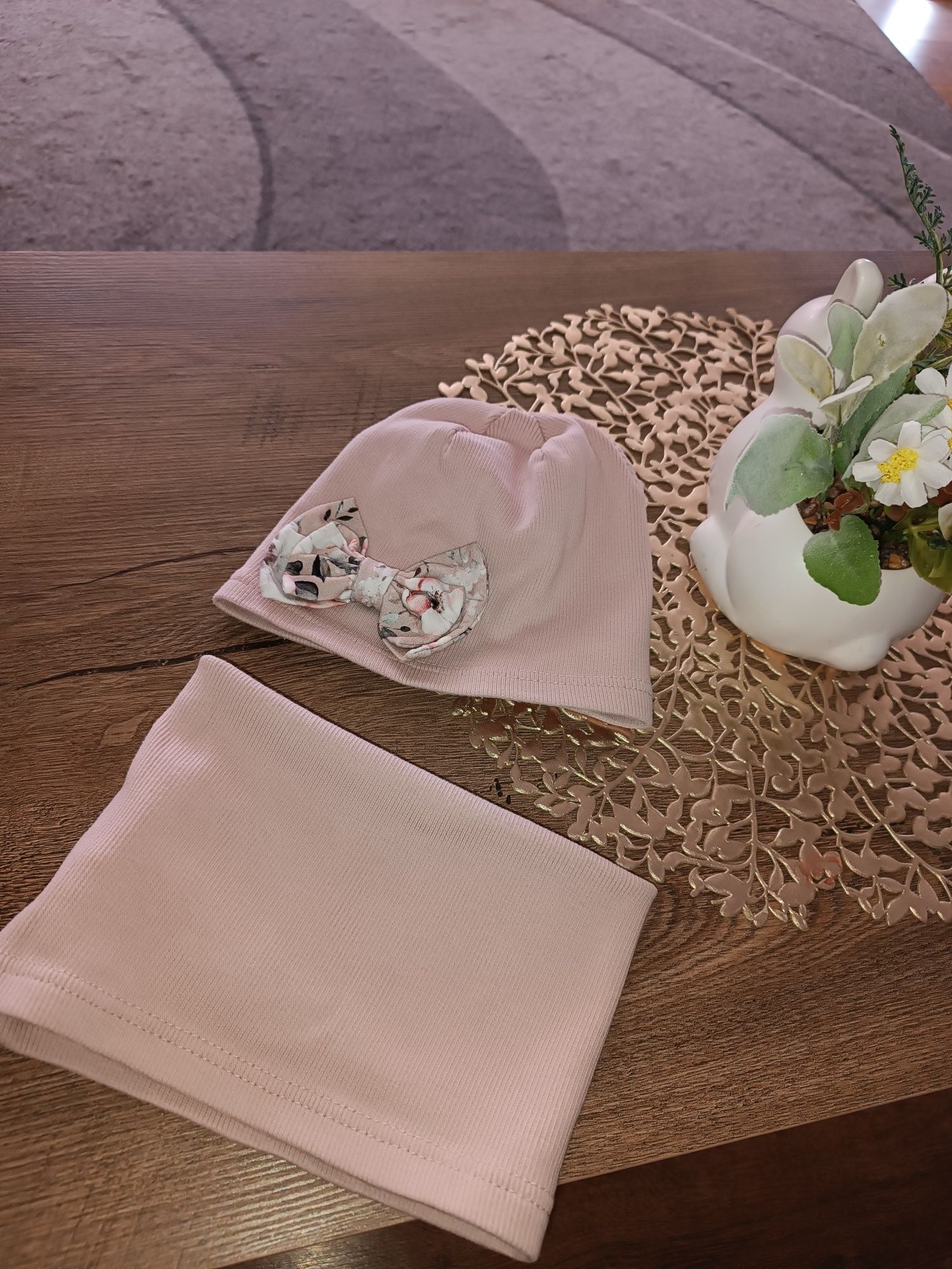 Czapka plus komin dziewczynka 1/2 lata