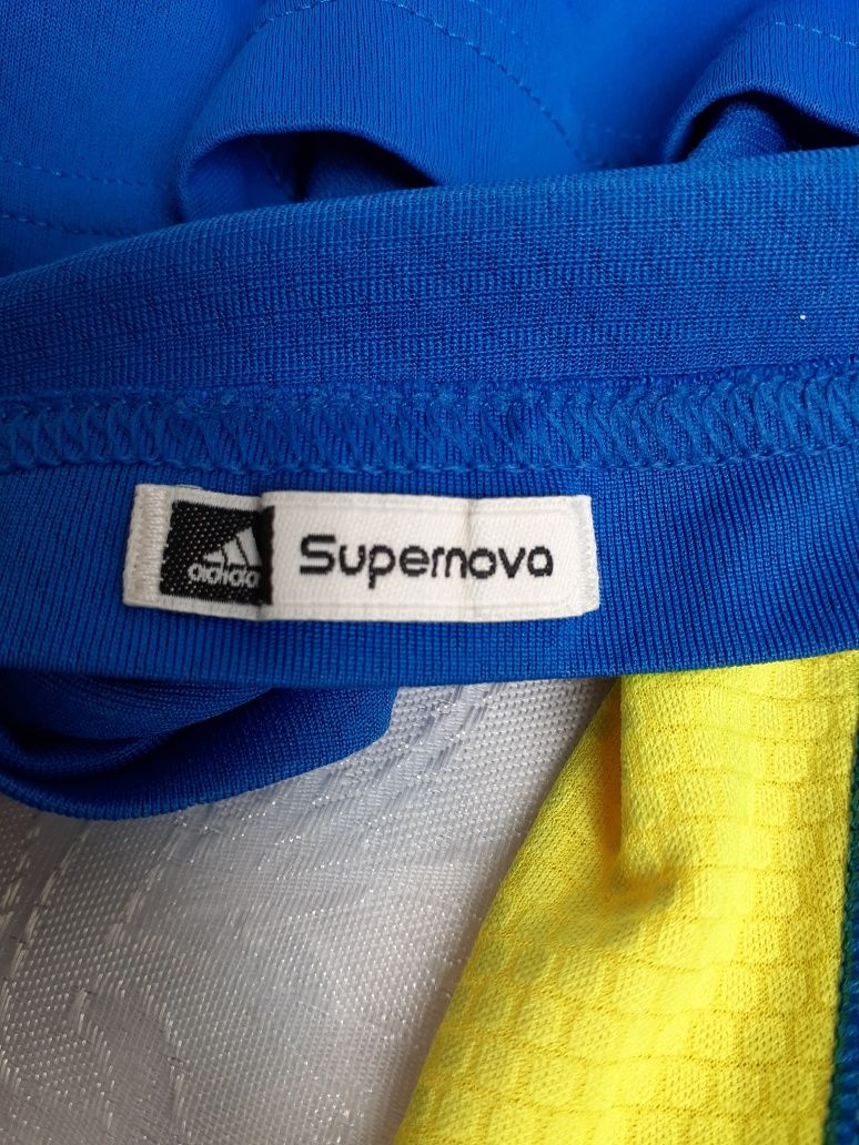 Лонгслив Adidas синий жёлтый спортивная футболка оригинал для фитнеса